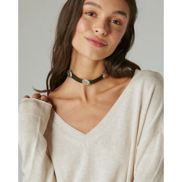 Lucky Brand Cloud Soft V-Neck Sweater Straw Heather (Size L) NWOT - Picture 3 of 13